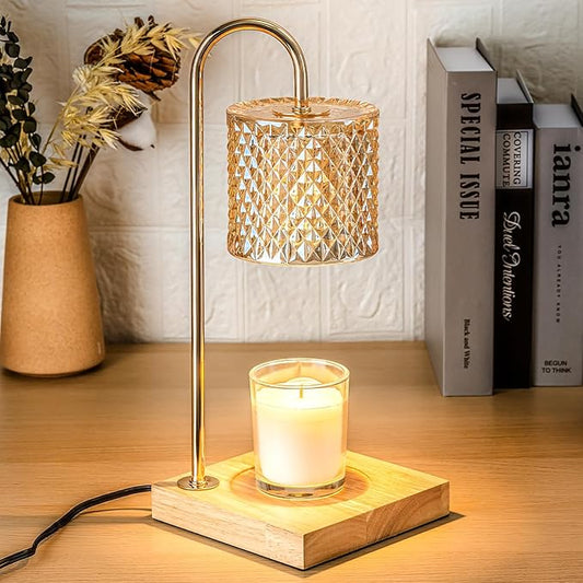 Marycele Lamp Candle Warmer with Timer, House Warming Gifts New Home, Candle Wax Warmer, Aesthetic Room Home Bedroom Decor, Amber Lozenge Diamond