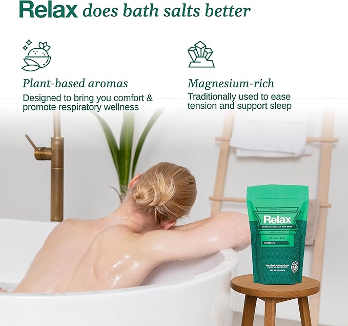 Relax Spa & Bath, Epsom & Dead Sea Salts, Aromatherapy Bath Soak for Hot Tub, Bath or Spa, Green Tea Scent