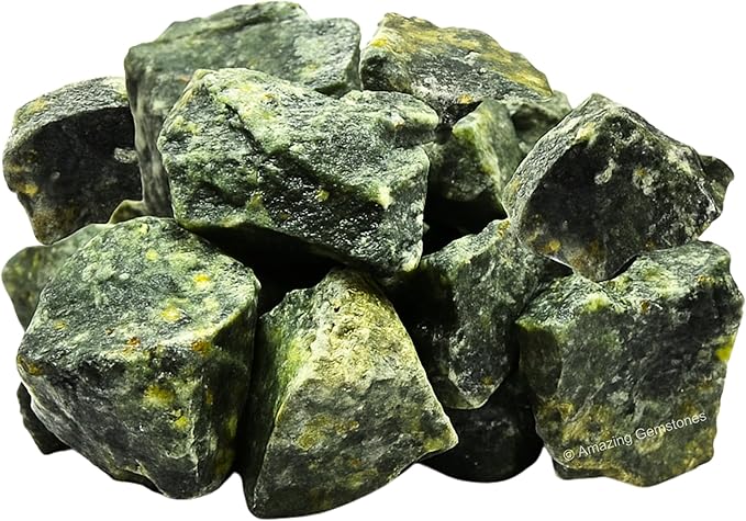 Amazing Gemstone Green Jade Raw Crystals and Healing Stones, Natural Rocks for Tumbling - DIY Raw Stones and Crystals, 2 Pieces