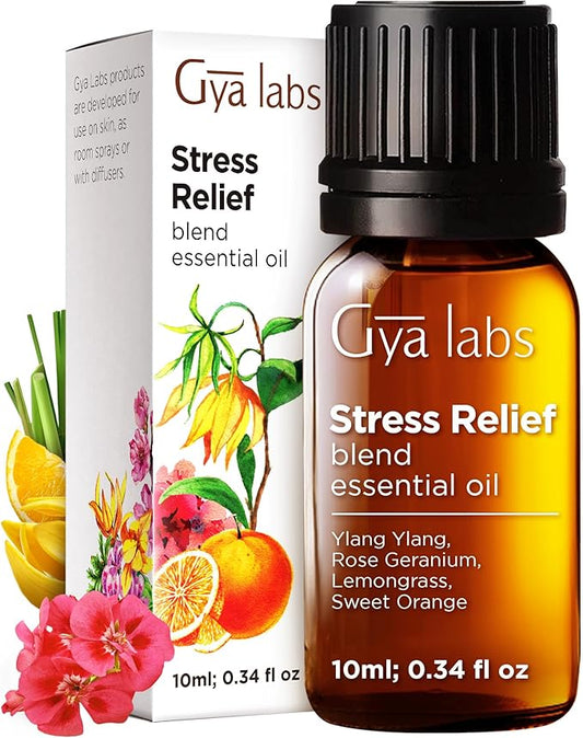 Gya Labs Stress Relief Essential Oil Blend for Diffuser & Aromatherapy - 100% Pure Natural Stress Relief Oils for Calming Diffusion, Soothing & Self-Care (0.34 Fl Oz)