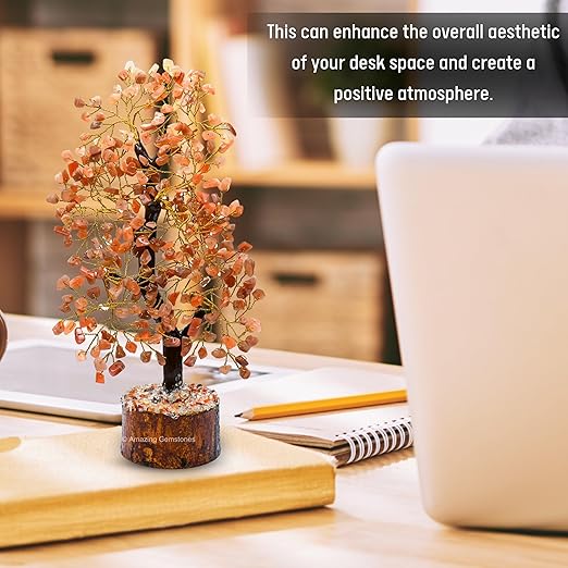 Amazing Gemstone Crystals and Healing Stones Birthday Gifts for Women - Peach Moonstone Crystal Tree of Life Home Decor Stocking Stuffers, Bookshelf, Room, Meditation Gift Dad, Unique Birthday Gifts