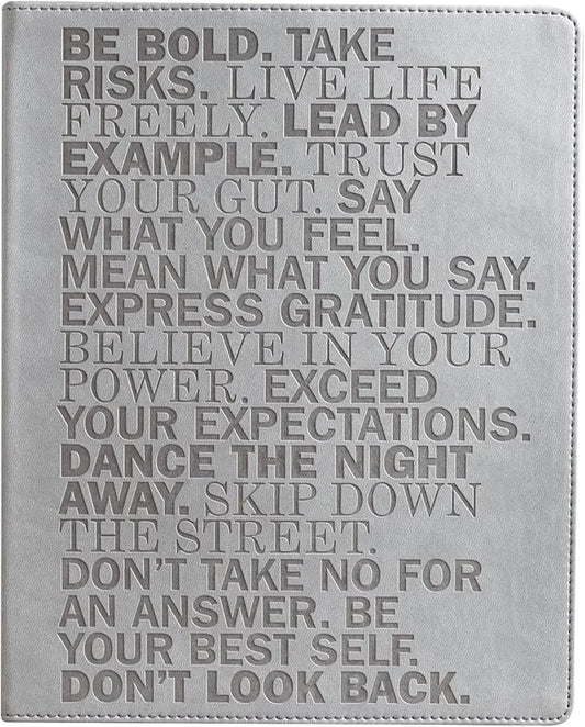 Eccolo Large Lined Journal Notebook, Flexible Cover, Writing Journal, 256 Ruled Ivory Pages, Ribbon Bookmark, Lay Flat, Desk Size for Work or School, Size Large, Be Bold - Gray