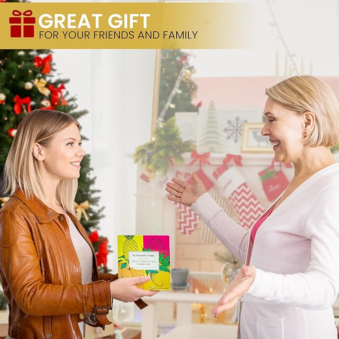 Premium Organic Fruit Green Tea Sampler, 100 Count Assorted Tea Bags, Caffeinated & Herbal Variety Pack Pineapple, Pomegranate, Mango, Peach Flavors