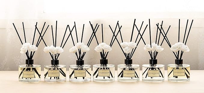 CULTURE & NATURE Reed Diffuser Set 6.7oz (200ml) Black Rose Scented Diffuser with Sticks Home Fragrance Reed Diffuser for Bathroom Shelf Decor