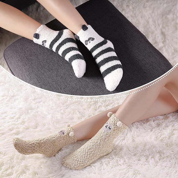 LINEMIN Womens Fuzzy Socks Cozy Fluffy Winter Warm Slipper Socks Microfiber Soft Home Sleeping Socks
