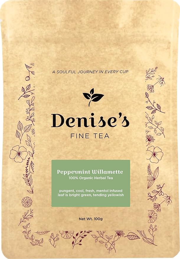 Denise's Fine Tea, USDA Organic, Peppermint Willamette, Herbal Tea, Caffeine-Free, Loose Leaf (100g)