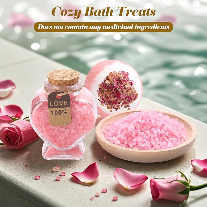 Birthday Gifts for Women, Unique Birthday Gift Basket for Women, Thoughtful and Relaxing Birthday Gifts for Mom, Wife, Sister, Best Friend, Her Self Care Box, Luxury Gift Set (Pink)