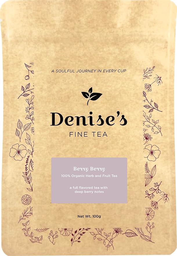 Denise's Fine Tea, USDA Organic, Berry Berry, Herb and Fruit Tea, Caffeine-Free, Loose Leaf (100g)