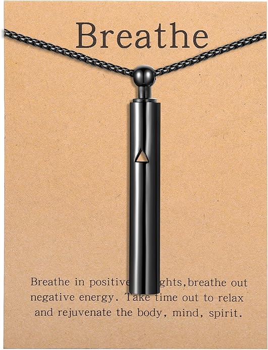 Anxiety Breathe Easy Necklace Mindfulness Breathing Necklace Breathlace Stainless Steel Pendant for Natural Calm & Stress Relief