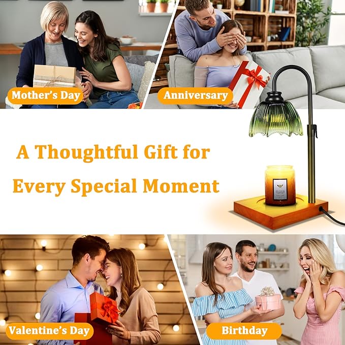 YGS-Tech Candle Warmer Lamp with Timer and Dimmer, Height Adjustable Candle Warmer Lamp for Scented Jar Candles, Birthday Gifts for Women Mom, House Warming Gifts New Home Decor