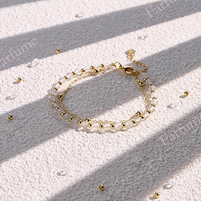 Farfume Crystal Bracelet Beaded Bracelets for Women 4mm Natural Stone Beads Gemstone Handmade Anxiety Jewelry Gifts