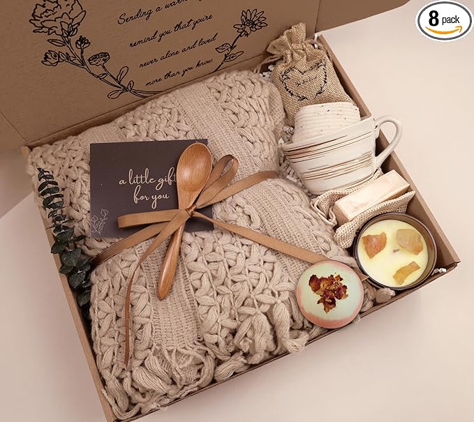 Cozy Care Package for Women – Warm & Comforting Thinking of You Gift Box for Birthday,Bes Friend Gift, Get Well Soon, Sympathy, Self Care,Cancer care & Encouragement(Milky Tea)