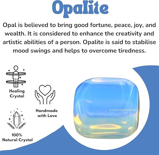 Amazing Gemstone Opalite Crystals&Healing Stones Tumbled - 1 oz Opalite Stone Gem Stones, Healing Stones for Energy Balance, Stress Relief - Premium Polished Gems Rocks for Meditation & Wellness