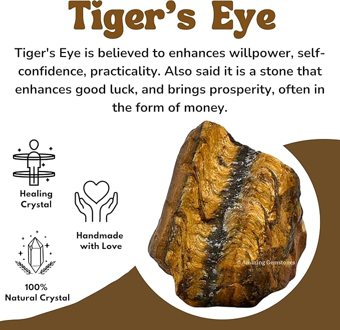 Amazing Gemstone 2 Pieces Tiger Eye Raw Crystals and Healing Stones, Natural Rocks for Tumbling and DIY Raw Stones and Crystals