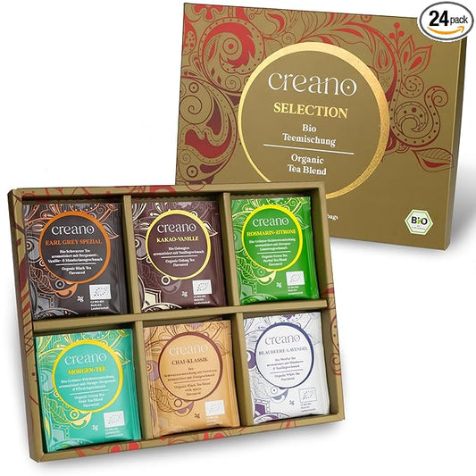 Creano Organic Tea Gift Set – 24 Organic Tea Bags in 6 Dreamy Varieties – 48 g*