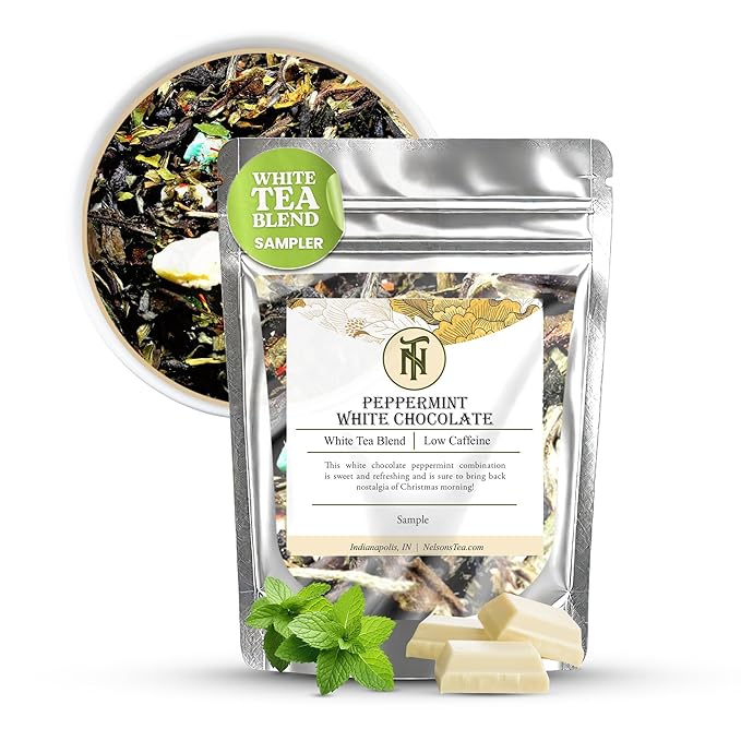 Nelson's Tea - Peppermint White Chocolate - White Loose Leaf Tea - Green tea, peppermint, safflower, white chocolate, and mint chocolate (Sample)