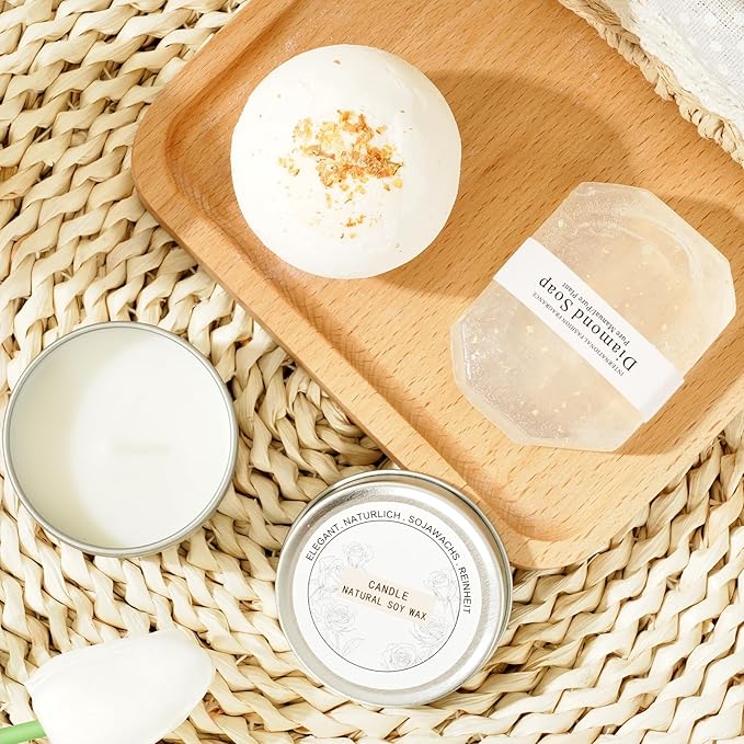 Self Care Gift Basket for Women, Luxury Spa Gift Basket with Blanket, Vanilla Coconut Self Care Set, Friendship Birthday Box for Mom, Sister, Wife, Best Friend, Coworker(White)