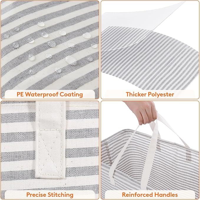 Lifewit 2 Pack Laundry Hamper Large Collapsible Laundry Baskets, Freestanding Waterproof Clothes Hamper with Easy Carry Handles in Laundry Room Bedroom Bathroom College Dorm for Adults, Grey, 2 x 125L