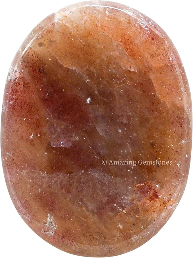 Amazing Gemstone Strawberry Quartz Worry Stone, Healing Crystals - Piedra Crystal Fidget for Gift, Meditation, Calming, Relaxation, Stress Relief