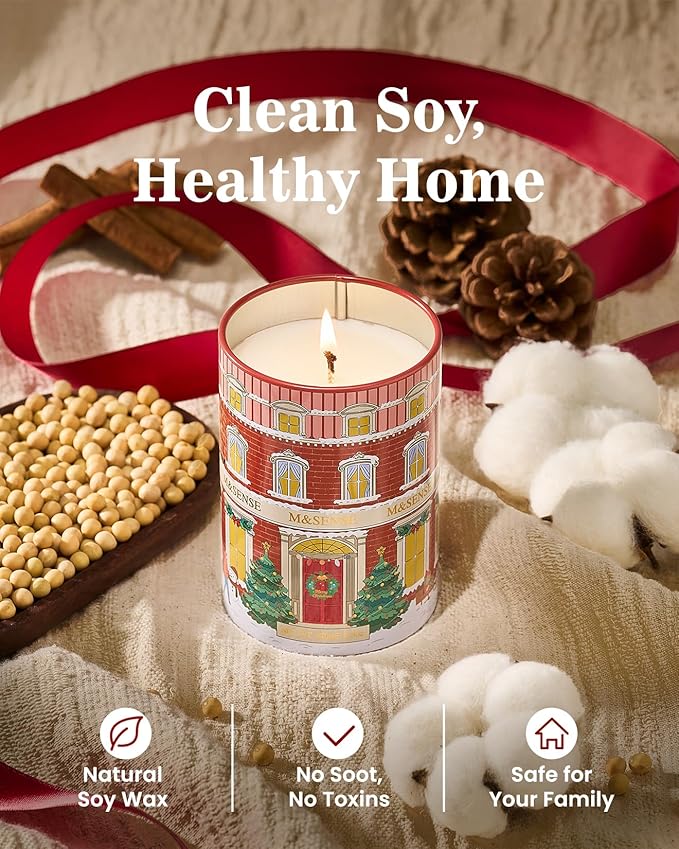 M&SENSE Gingerbread Coffee Christmas Candles, Aromatherapy Candle for Stress Relief Meditation Relaxing, Housewarming Gifts for Women Men, 11.3oz 70 Hour Long Burning