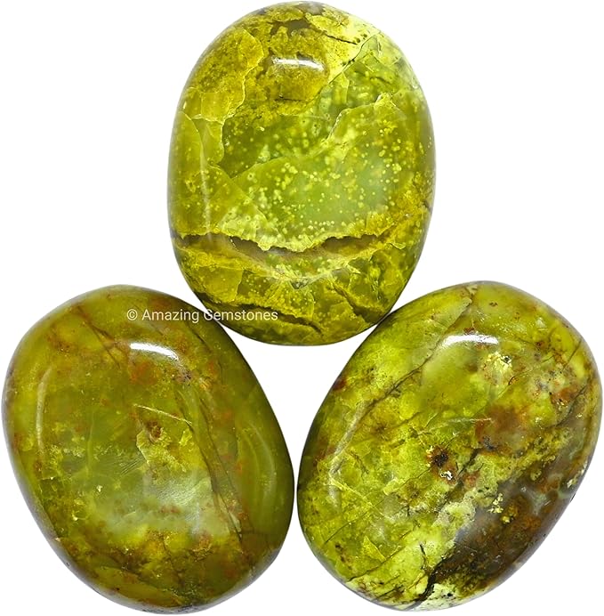 Amazing Gemstone Green Opal Crystals and Healing Stones - Large Palm Stone Crystals Piedra - Crystal for Good Luck, Balanced Positive Energy, Meditation - Unique Stocking Stuffers Gifts for Women, Men