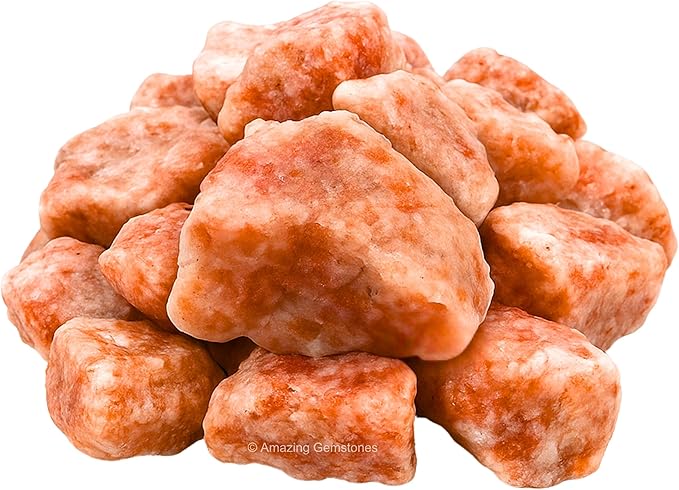 Amazing Gemstone 2 Pieces Sunstone Raw Crystals and Healing Stones, Natural Rocks for Tumbling and DIY Raw Stones and Crystals