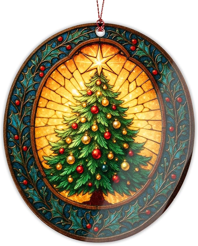 Christmas ornament 2025 - Vintage Christmas ornament - Acrylic xmas ornament - Art ornament - Christmas ornament 2025 - Suncatcher Effect window hanging - car hanging accessories