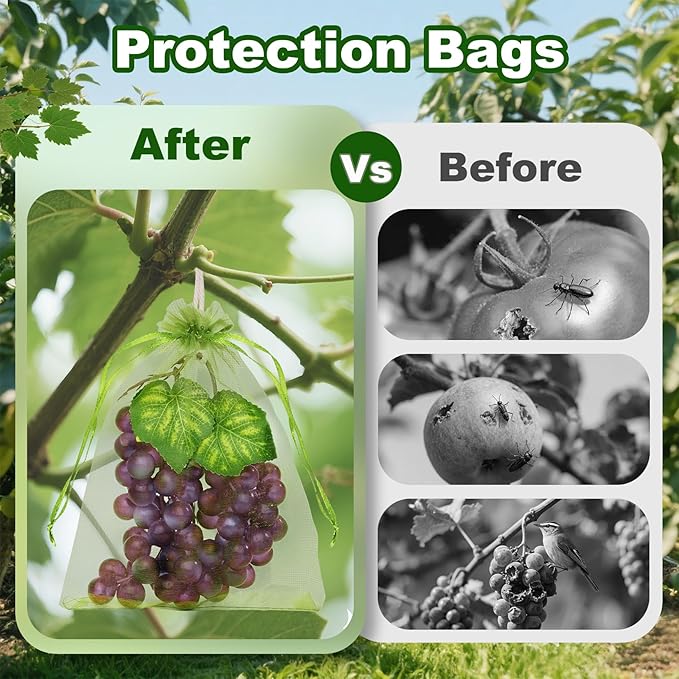 50 PCS 6x9 Inch Olive Green Organza Bags, Mesh Bags Drawstring Small Fruit Protection Bag for Christmas Gift, Party Favors, Wedding, St. Patrick's Day