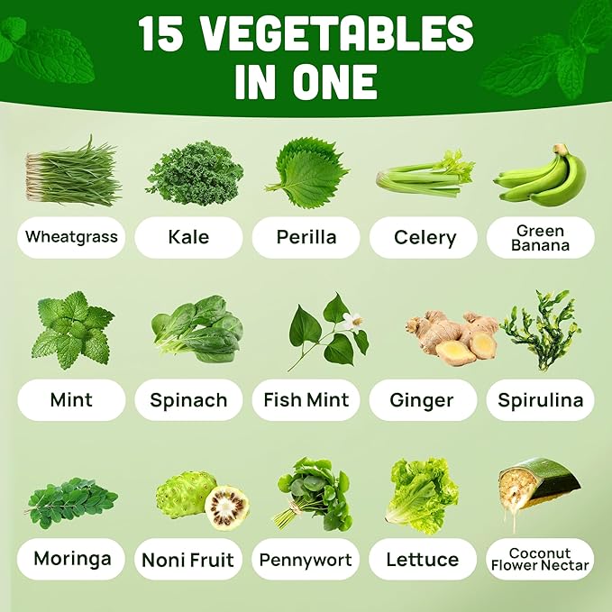 DalaHouse 15 Plant-Based Mix Super Greens Powder - Greens Superfood Powder Nutritional Vegetable Supplement, Boost Immunity, Spinach, Kale and More, 150g (15 x 10g Sachets) - Pack of 1