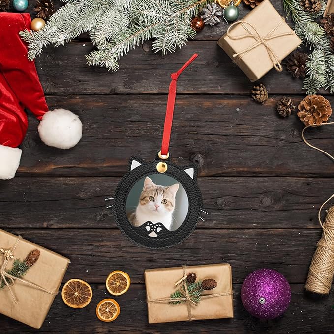 Black Cat-Shaped Mini Photo Frame Christmas Decoration, Mini Cat Picture Frame Xmas Ornaments, Personalized Christmas Decorations Supplies for Family Friends