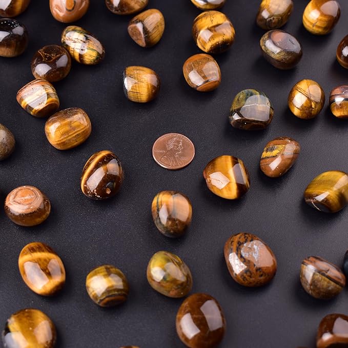 Tigers Eye Healing Crystal Stone Set - 24 Pieces, 0.6" Natural & Polished Stones for Healing, Meditation, Reiki, Chakra, Crafting & Decoration