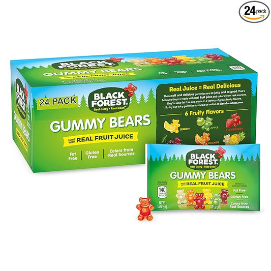 Black Forest Gummy Bears Candy, 1.5 Ounce Treat-Size Pouches (Pack of 24)