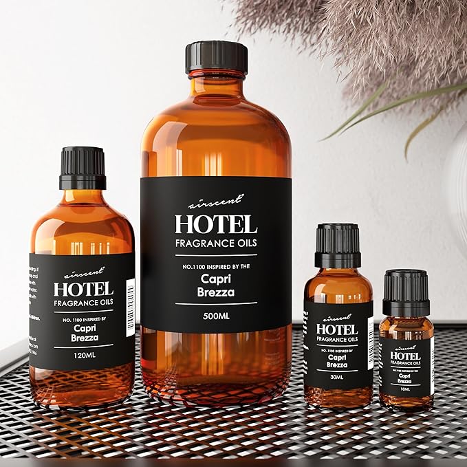 AirScent Capri Brezza Diffuser Oil No. 1100 - Volcano-Inspired Premium Fragrance Oil for Ultrasonic and Waterless Diffusers and Crafting - 120 mL, 4 fl oz Glass Bottle with Dropper