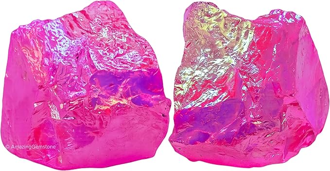 Amazing Gemstone 2 Pieces Rose Aura Quartz Raw Crystals and Healing Stones, Natural Rocks for Meditation and DIY Raw Stones and Crystals