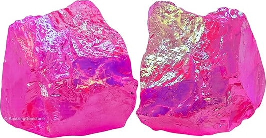 Amazing Gemstone 2 Pieces Rose Aura Quartz Raw Crystals and Healing Stones, Natural Rocks for Meditation and DIY Raw Stones and Crystals