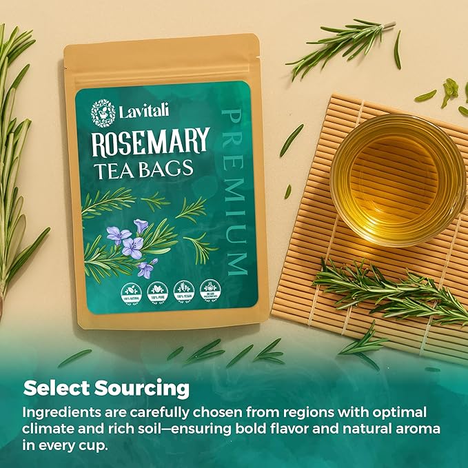 Lavitali, Rosemary Leaves Tea Bags | 120 bags, 100% Pure Herbal Tea | Caffeine-Free, No Sugar, Eco-Friendly Filter Bags | Daily Natural Botanical, Hot or Iced Herbal Infusion