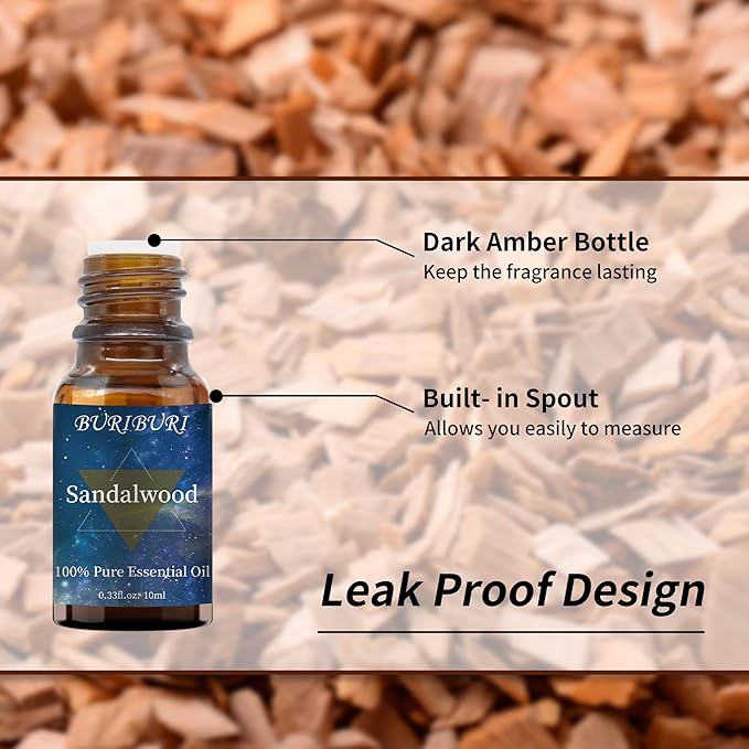 Lavender and Sandalwood Essential Oil, 100% Pure, Undiluted, Natural, Organic Aromatherapy Essential Oils Gift Set, 10MLx2