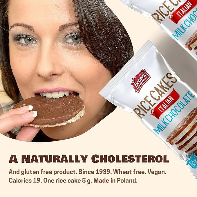 LIEBERS Kosher Certified Dairy Italian Milk Chocolate Rice Cakes, Gluten Free Snack Italian Milk Chocolate (pack of 3)…