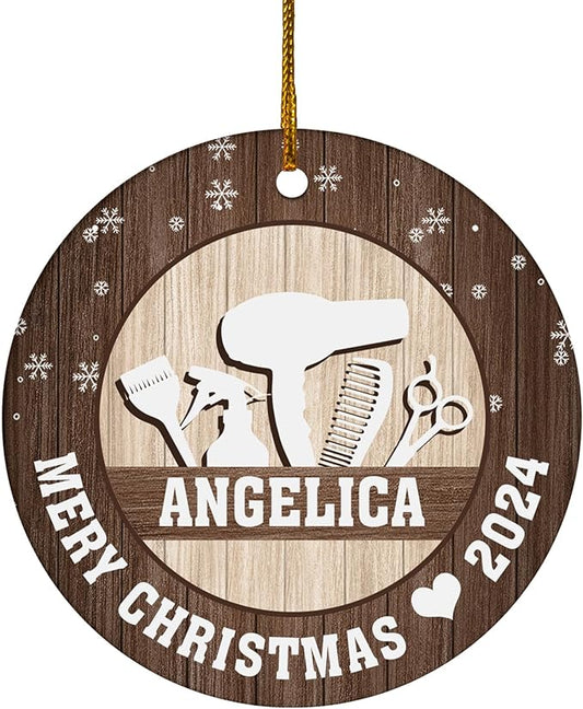 FLOCHIL Personalized Hairstylist Ornament, Custom Hairapist with Name, Hairdresser Ornaments for Christmas Tree, Gifts