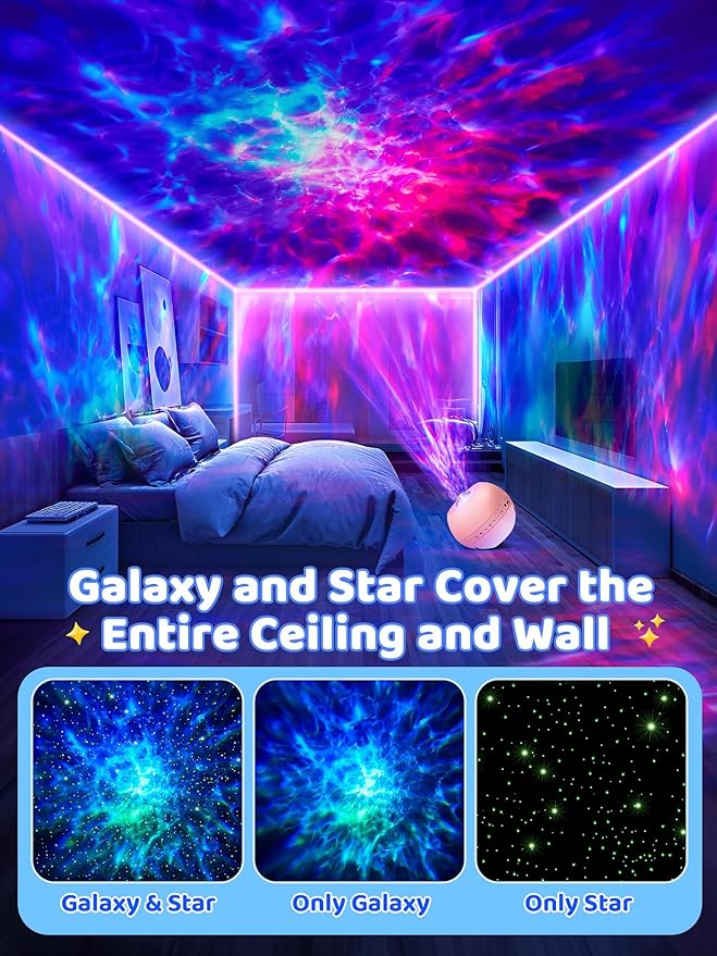 Galaxy Projector for Bedroom, 15 Colors Star Projector Galaxy Light Projector for Bedroom Night Light Projector,15 White Noises Bluetooth Star Lights for Ceiling Projector