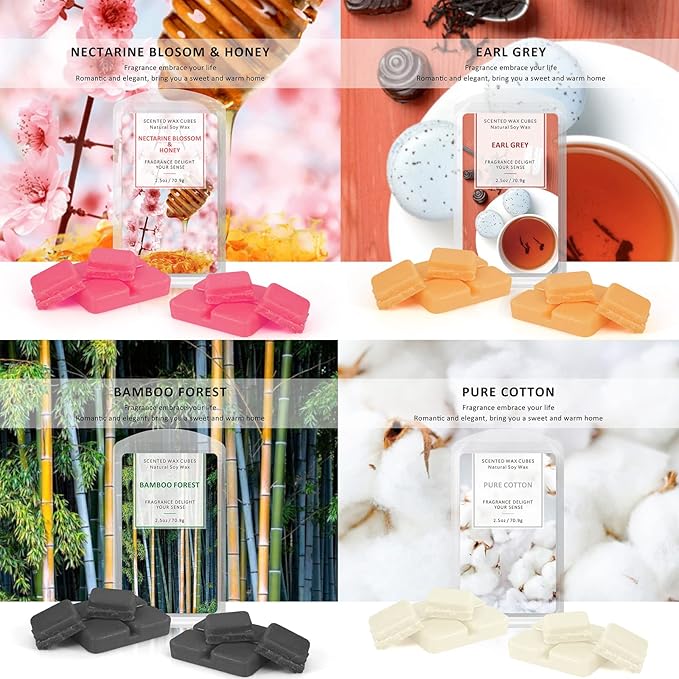 STRN Wax Melts Premium Plant Based Natural Soy 8 Pack Wax Cubes for Warmers, Long-Lasting Highly Scented Essential Fragrance Oil Soy Wax Melts Tarts (8x2.5oz)
