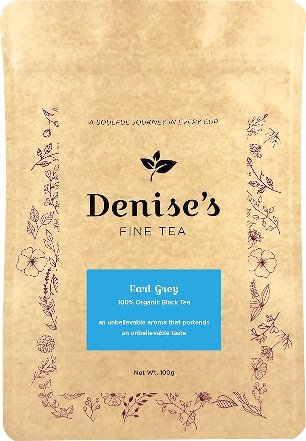 Denise's Fine Tea, USDA Organic, Earl Grey Black Tea, Loose Leaf (100g)