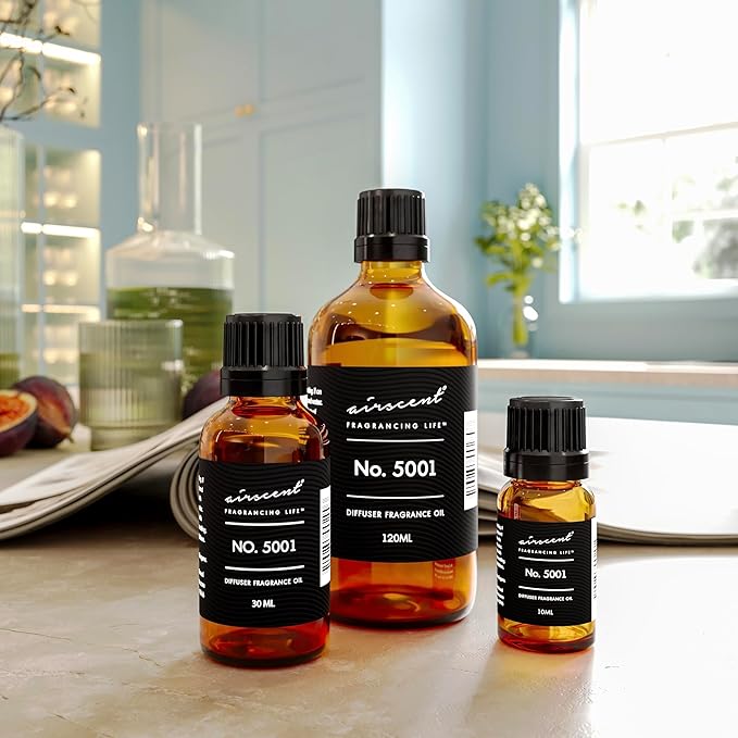 AirScent Baccarat Rouge Inspired Diffuser Oil - Perfume Dupe - Premium Fragrance Oil No. 5001 for Ultrasonic and Waterless Diffusers and Crafting - 10 mL, 0.34 fl oz Glass Dropper Bottle