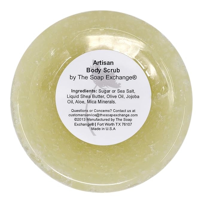 The Soap Exchange Sugar Body Scrub - Unscented Fragrance Free - Hand Crafted 8 fl oz / 240 ml Natural Artisan Skin Care, Shea Butter, Exfoliate, Moisturize, & Protect. Made in the USA.