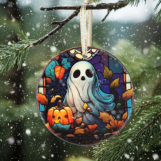 Christmas 2025 Ornaments, Christmas Ornament Gift, Holiday Keepsake, Stocking Stuffers, Gift Ideas - Ghost with Pumpkin