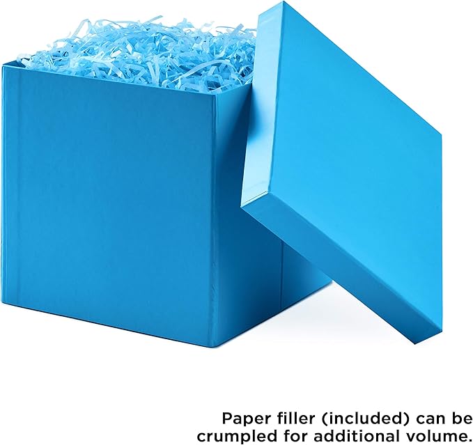 Hallmark Medium Gift Box with Lid and Shredded Paper Fill (Turquoise Blue 7 inch Box) for Birthdays, Graduations, Anniversaries, Baby Showers, All Occasion