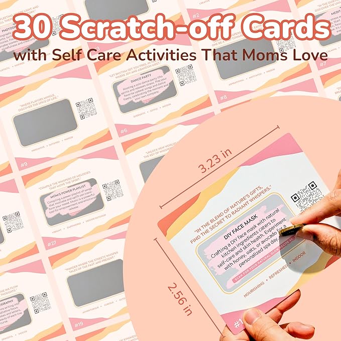 Self Care Gift for Women - 30 Scratch Off Cards with Fun Activities for Mothers - Mom Birthday Gifts from Daughter, Son, Kids - New Mom Gifts - Self Care Present for Coworker, Friend, Sister, Aunt