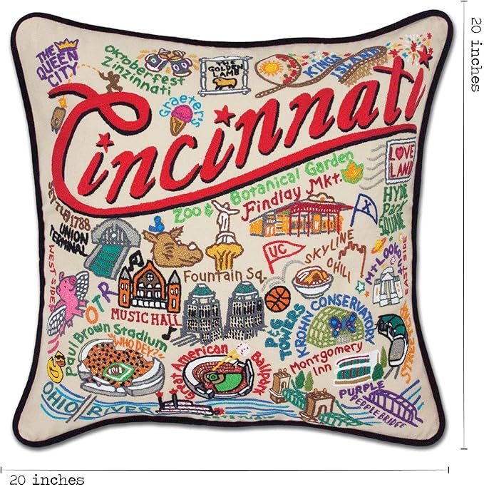 Catstudio Cincinnati Embroidered Decorative Throw Pillow