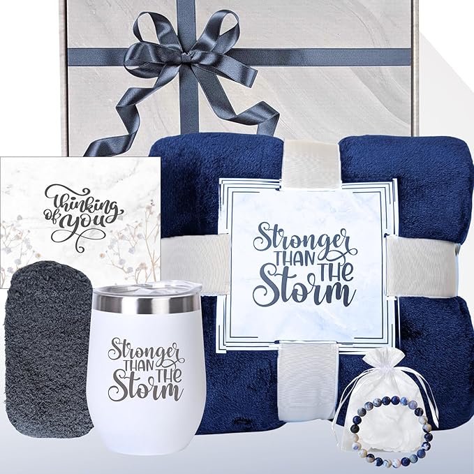 Get Well Soon Gifts for Women - Thinking of You Care Package for Cancer Recovery, Surgery, Sick Friend, Hospital Comfort, Chemo Treatment, Sympathy - Thoughtful Gift Box (Royal Blue)