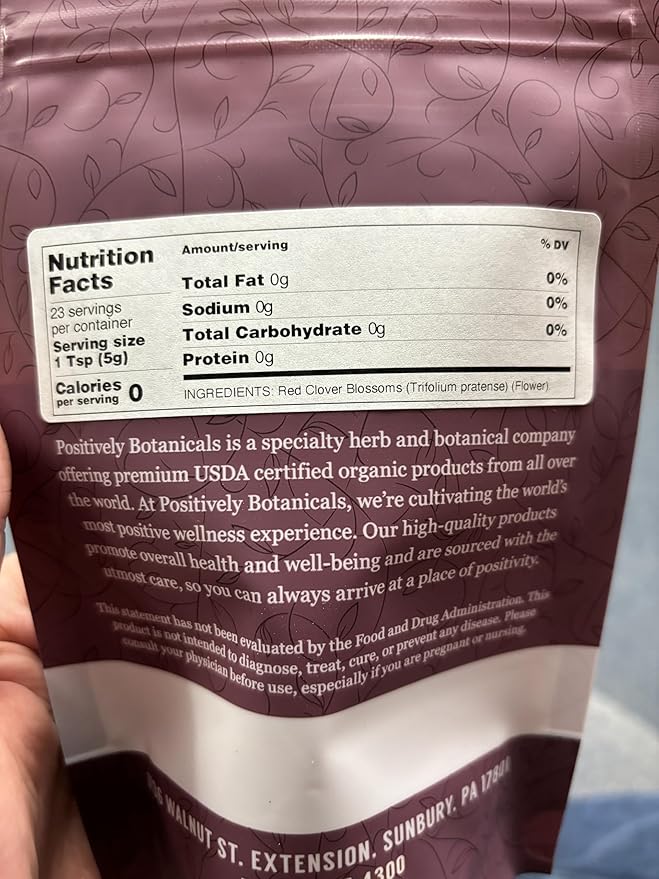 Organic Positively Botanicals Company, Red Clover Blossoms, Herbal Tea Loose Leaf Botanical, 4 Ounce